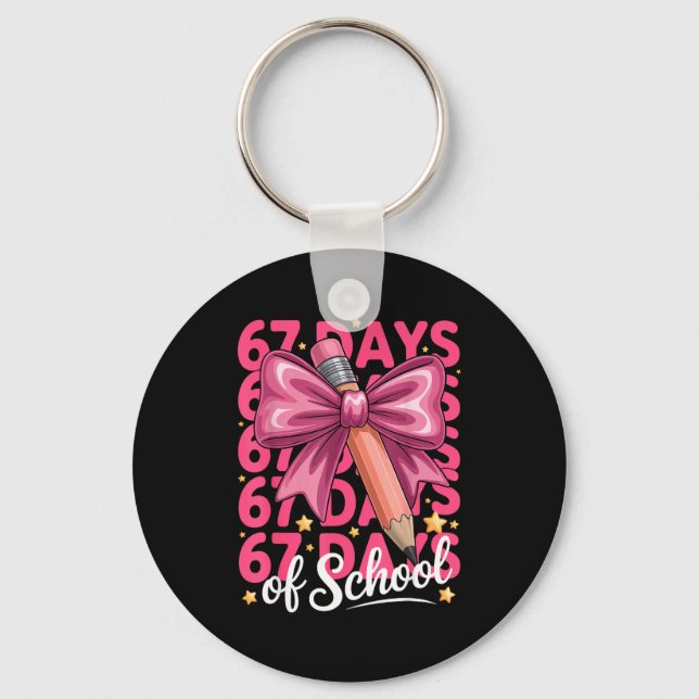 6 7 Days Of School Girls Coquette Bow Cute Funny S Key Ring (Front)