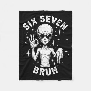 6 7 Funny 67 Six Seven Alien Bruh Hand Boys Gen Al Fleece Blanket