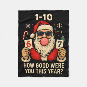 6 7 Funny Christmas Meme Six Seven Bubblegum Santa Fleece Blanket