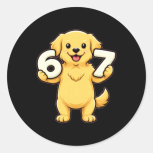 6 7 Golden Retriever Dog Math Teacher Classic Round Sticker