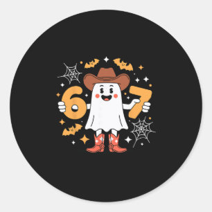 6 7 Halloween Ghost 67 Meme Gen Alpha Six Seven  Classic Round Sticker