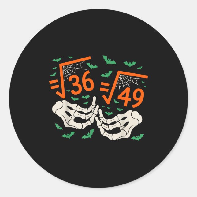 6 7 Halloween Math Square Root 67 Meme Gen Alpha S Classic Round Sticker (Front)