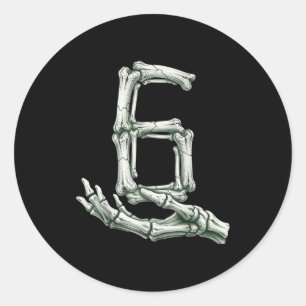 6 7 Halloween Skeleton Funny 67 Meme Gen Alpha Six Classic Round Sticker