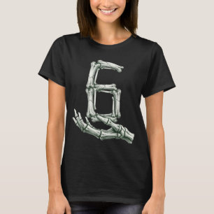 6 7 Halloween Skeleton Funny 67 Meme Gen Alpha Six T-Shirt