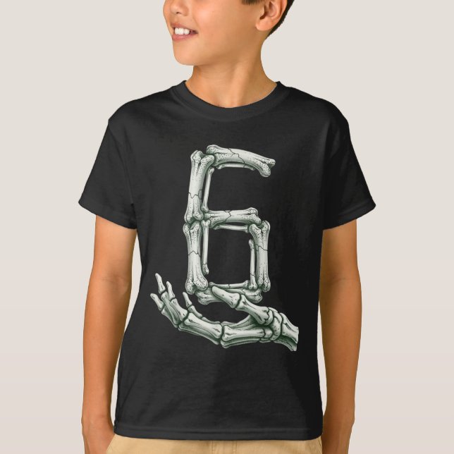 6 7 Halloween Skeleton Funny 67 Meme Gen Alpha Six T-Shirt (Front)