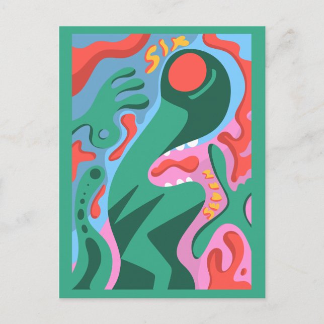 6 7 Martian alien Holiday Postcard (Front)