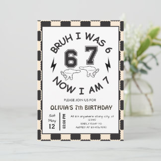 6 7 Meme 7th Birthday Rtro Invitation