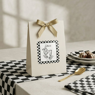 6 7 Meme Birthday Black Chequerboard Birthday Square Sticker