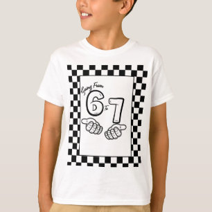 6 7 Meme Black White chequerboard Birthday T-Shirt