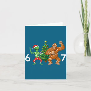 6 7 Meme Christmas Alien Sasquatch Six Seven Fun  Card