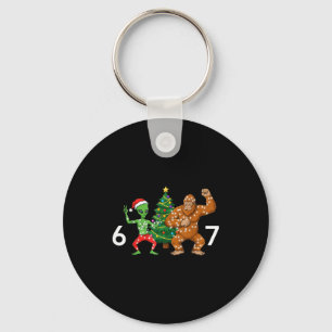 6 7 Meme Christmas Alien Sasquatch Six Seven Fun  Key Ring