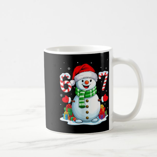 6 7 Meme Christmas Funny Snowman Six Seven 67 Men  Coffee Mug (Right)