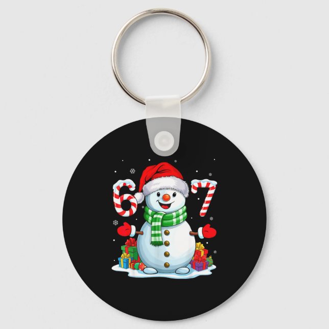 6 7 Meme Christmas Funny Snowman Six Seven 67 Men  Key Ring (Front)
