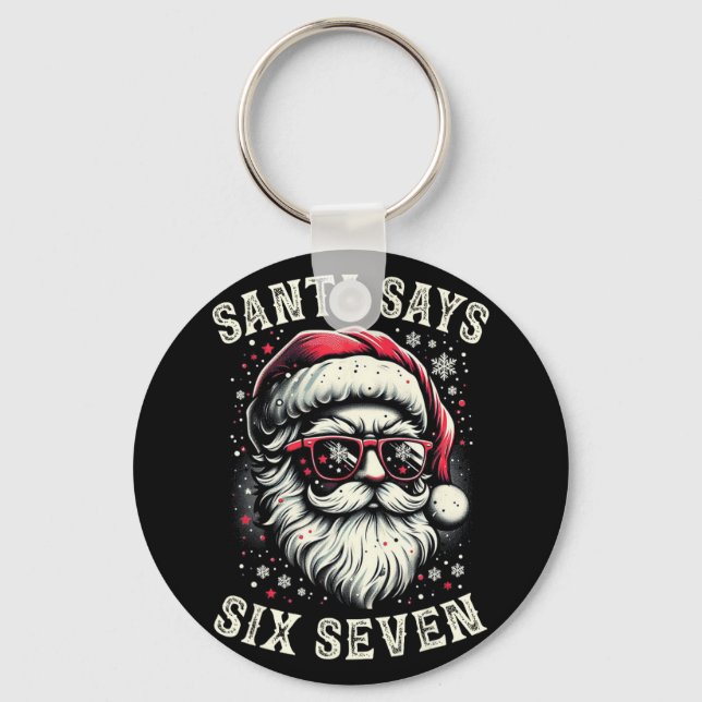 6-7 Meme Christmas Santa Six Seven Brain Rot Funny Key Ring (Front)