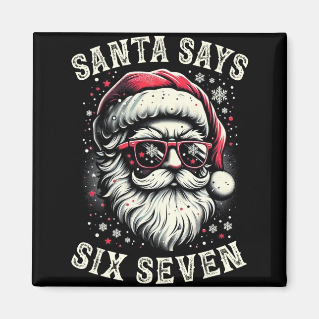 6-7 Meme Christmas Santa Six Seven Brain Rot Funny Magnet (Front)