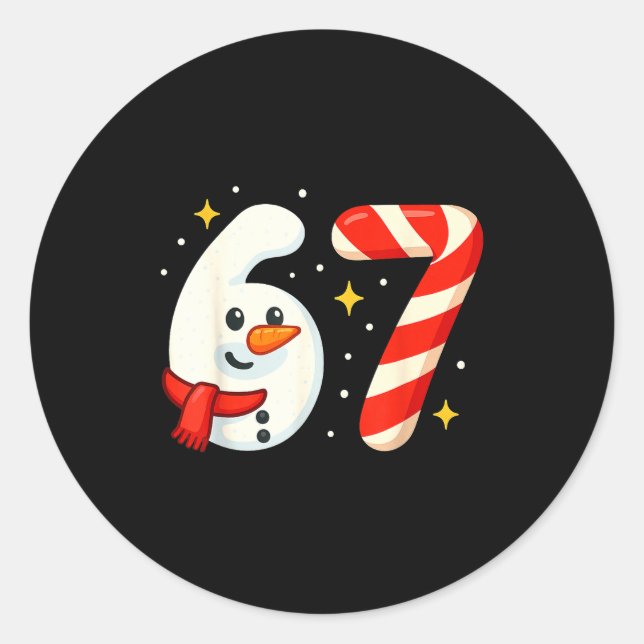 6 7 Meme Christmas Shirt 67 Six Seven Snowman Boy  Classic Round Sticker (Front)