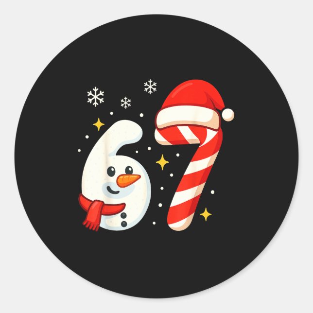 6 7 Meme Christmas Shirt 67 Six Seven Snowman Boy  Classic Round Sticker (Front)