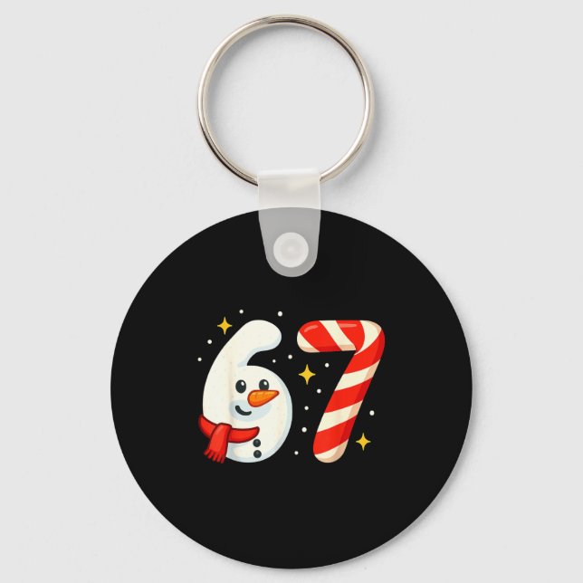 6 7 Meme Christmas Shirt 67 Six Seven Snowman Boy  Key Ring (Front)
