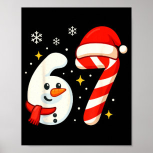 6 7 Meme Christmas Shirt 67 Six Seven Snowman Boy  Poster