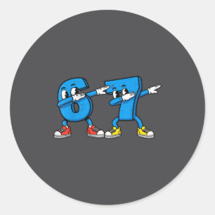 6 7 Meme Dab Numbers Classic Round Sticker
