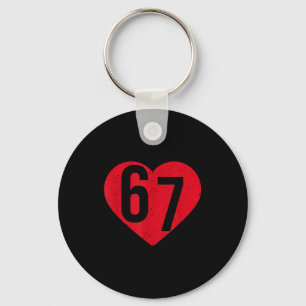 6 7 Meme Heart Gen Alpha Six Seven 67 Valentines B Key Ring