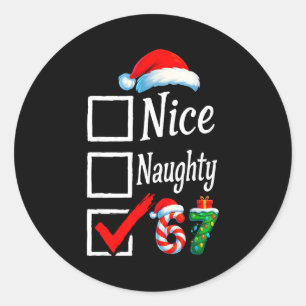 6 7 Meme Nice Naughty 67 Christmas Brain Rot Funny Classic Round Sticker