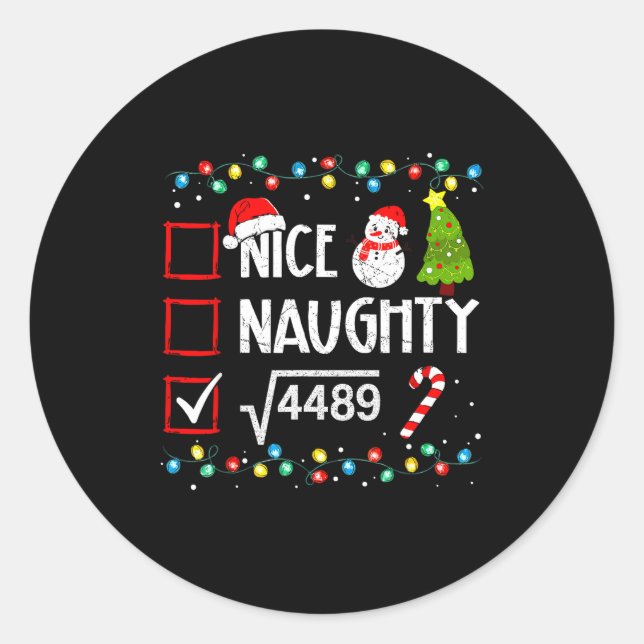 6-7 Meme Nice Naughty 67 Christmas Brain Rot Funny Classic Round Sticker (Front)