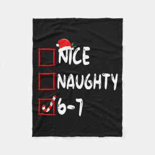 6-7 Meme Nice Naughty 67 Christmas Brain Rot Funny Fleece Blanket