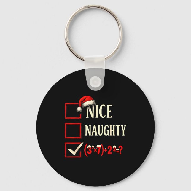 6-7 Meme Nice Naughty 67 Christmas Brain Rot Funny Key Ring (Front)