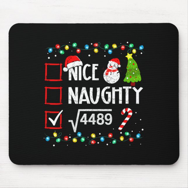 6 7 Meme Nice Naughty 67 Christmas Brain Rot Funny Mouse Pad (Front)