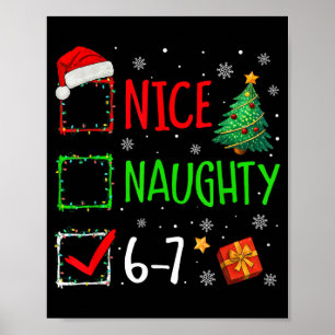 6-7 Meme Nice Naughty 67 Christmas Brain Rot Funny Poster