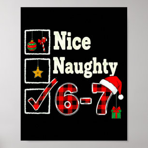 6-7 Meme Nice Naughty 67 Christmas Brain Rot Funny Poster