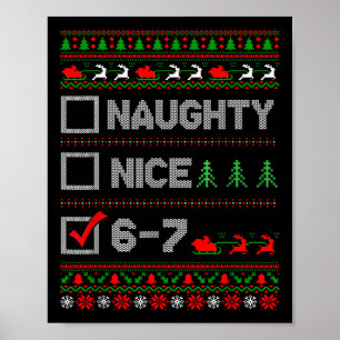 6-7 Meme Nice Naughty 67 Christmas Brain Rot Funny Poster