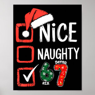 6-7 Meme Nice Naughty 67 Christmas Brain Rot Funny Poster