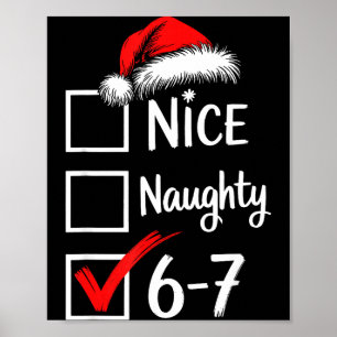 6-7 Meme Nice Naughty 67 Christmas Brain Rot Funny Poster
