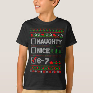 6-7 Meme Nice Naughty 67 Christmas Brain Rot Funny T-Shirt