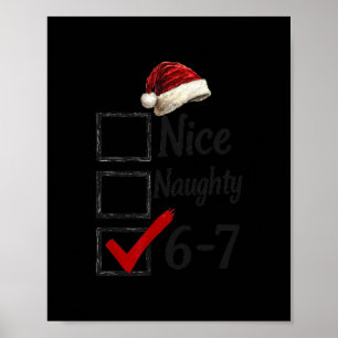 6-7 Meme Nice Naughty 67 Christmas Funny Brain Rot Poster
