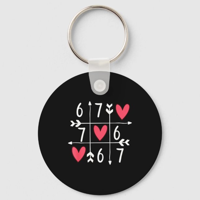 6 7 Meme Six Seven 67 Funny Xoxo Game Valentines D Key Ring (Front)