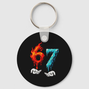 6 7 Meme Six Seven Ice 67 Flames Funny Kids Youth  Key Ring