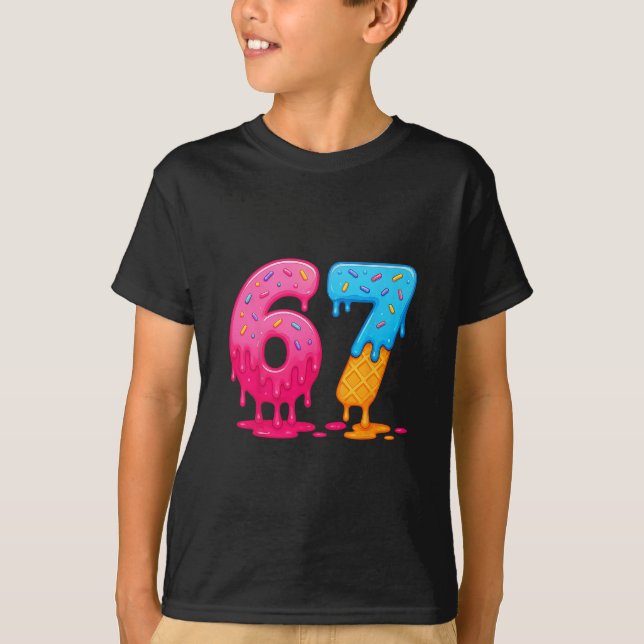 6 7 Meme Six Seven Ice Cream Drip  T-Shirt (Front)