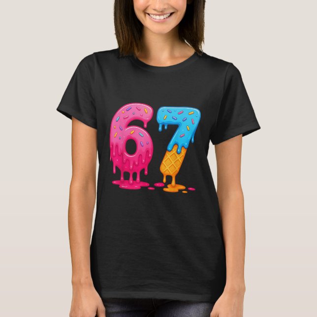 6 7 Meme Six Seven Ice Cream Drip  T-Shirt (Front)