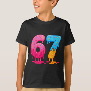 6 7 Meme Six Seven Ice Cream Drip  T-Shirt