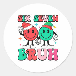 6 7 Meme Six Seven Xmas Funny 67 Christmas Boys Gi Classic Round Sticker