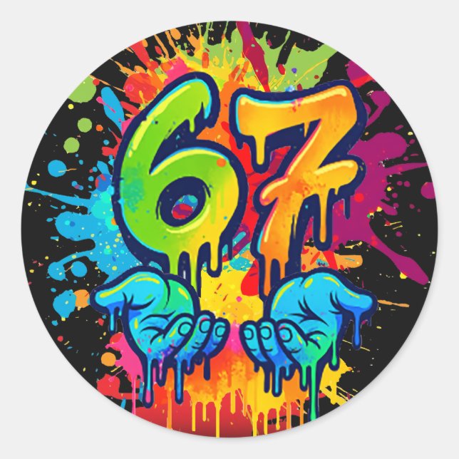 6 7 Meme Trend Six Seven Birthday Sticker (Front)