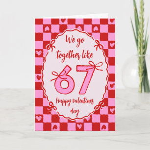 6 7 Meme Trendy Coquette Bow Valentines Day Holiday Card