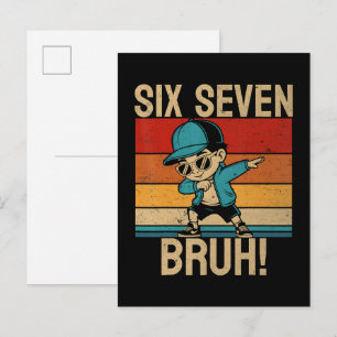  6 7 Numbers Dabbing Six Seven Bruh Invitation Postcard