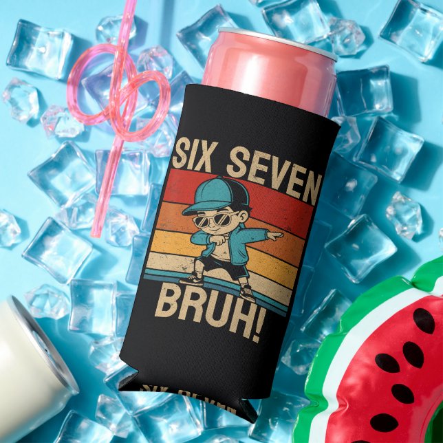  6 7 Numbers Dabbing Six Seven Bruh Seltzer Can Cooler (In Situ Summer)