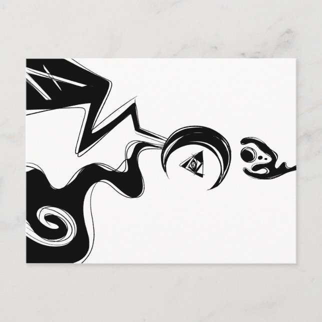 6 7 planet black white art postcard (Front)