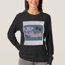 6 7 Poodle in Pink Classic Car flying in sky shirt