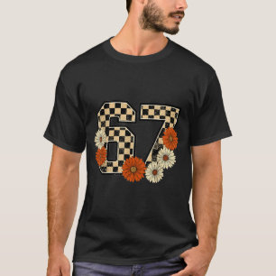 6 7 Retro Fall Meme Checkerboard Tee Haunted By 67